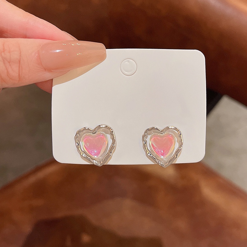 Anting Tusuk Sterling silver 925 Desain Hati Simple Mewah Elegan Untuk Wanita