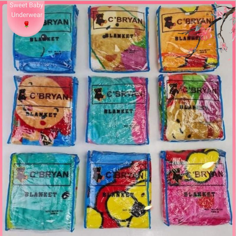 1 PCS SELIMUT BULU BAYI CBRYAN || SELIMUT TOPI BABY C'BRYAN