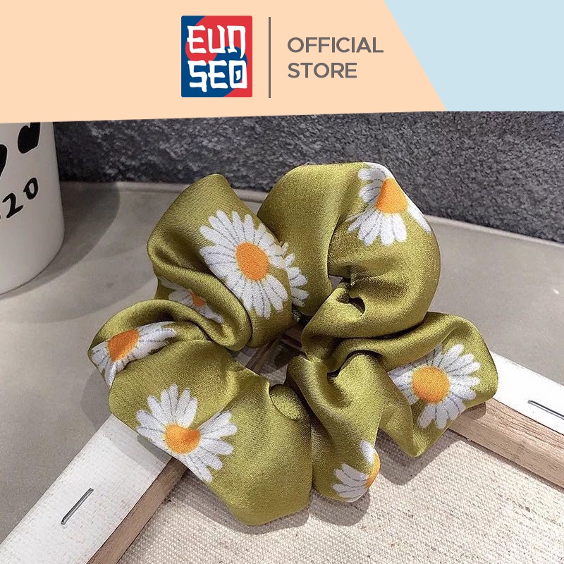 EUNSEO Ikat Rambut Fashion Korea Motif Bunga Daisy Scrunchie Cepol Rambut Import Premium