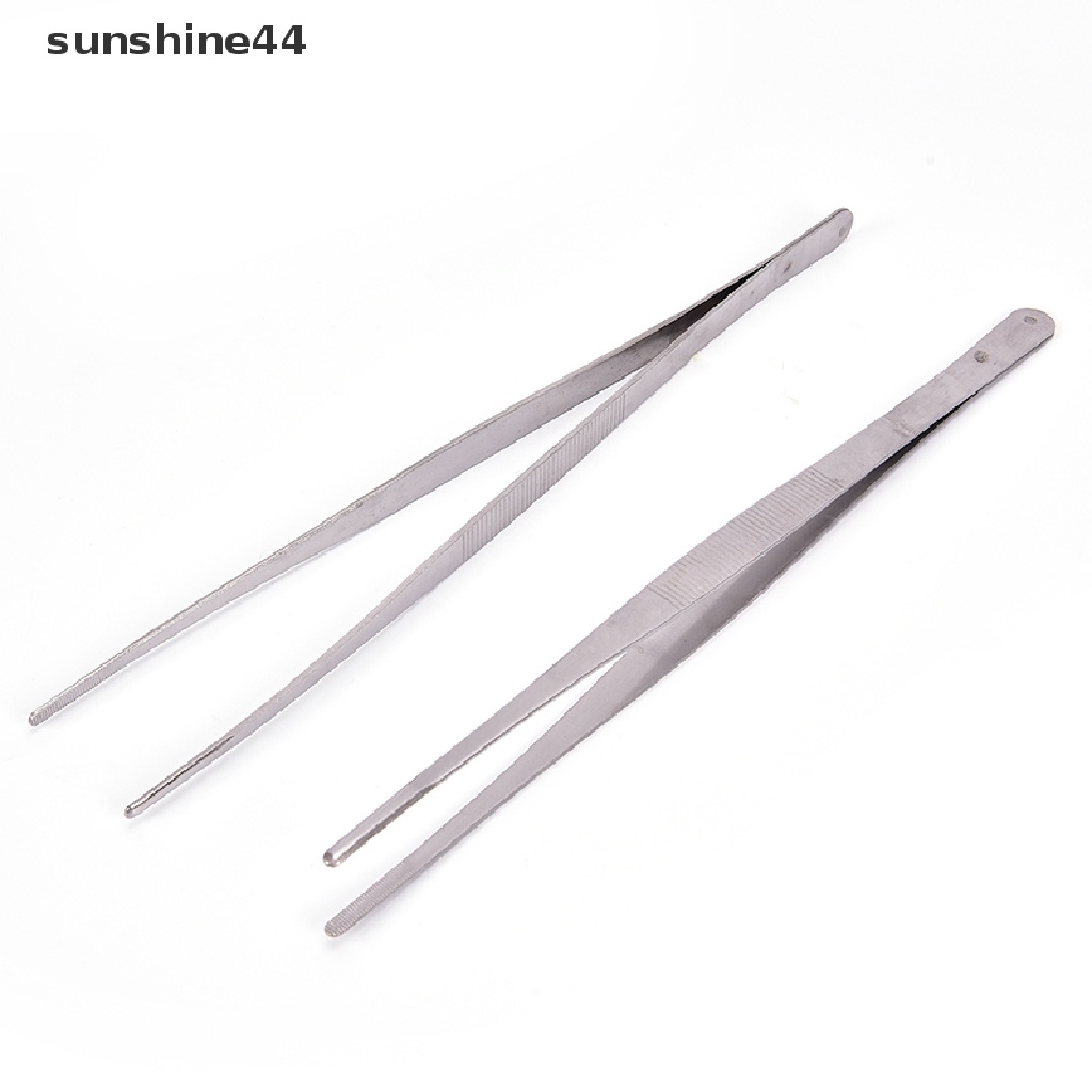 Sunshine Pinset Panjang Lurus 12 &quot;30cm Bahan Stainless Steel Warna Silver