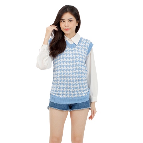 Jennie Vest knit / Houndstooth Vest Knit / Rompi Wanita korea / Rompi keren