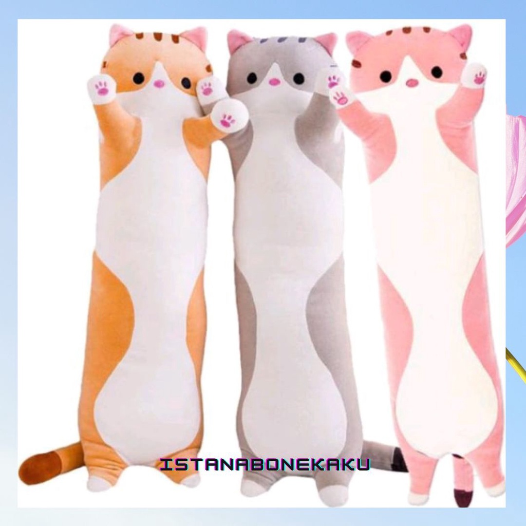 Boneka Kucing Guling Bantal Kucing Berdiri 60 cm Halus Lembut Isi Dacron Murni