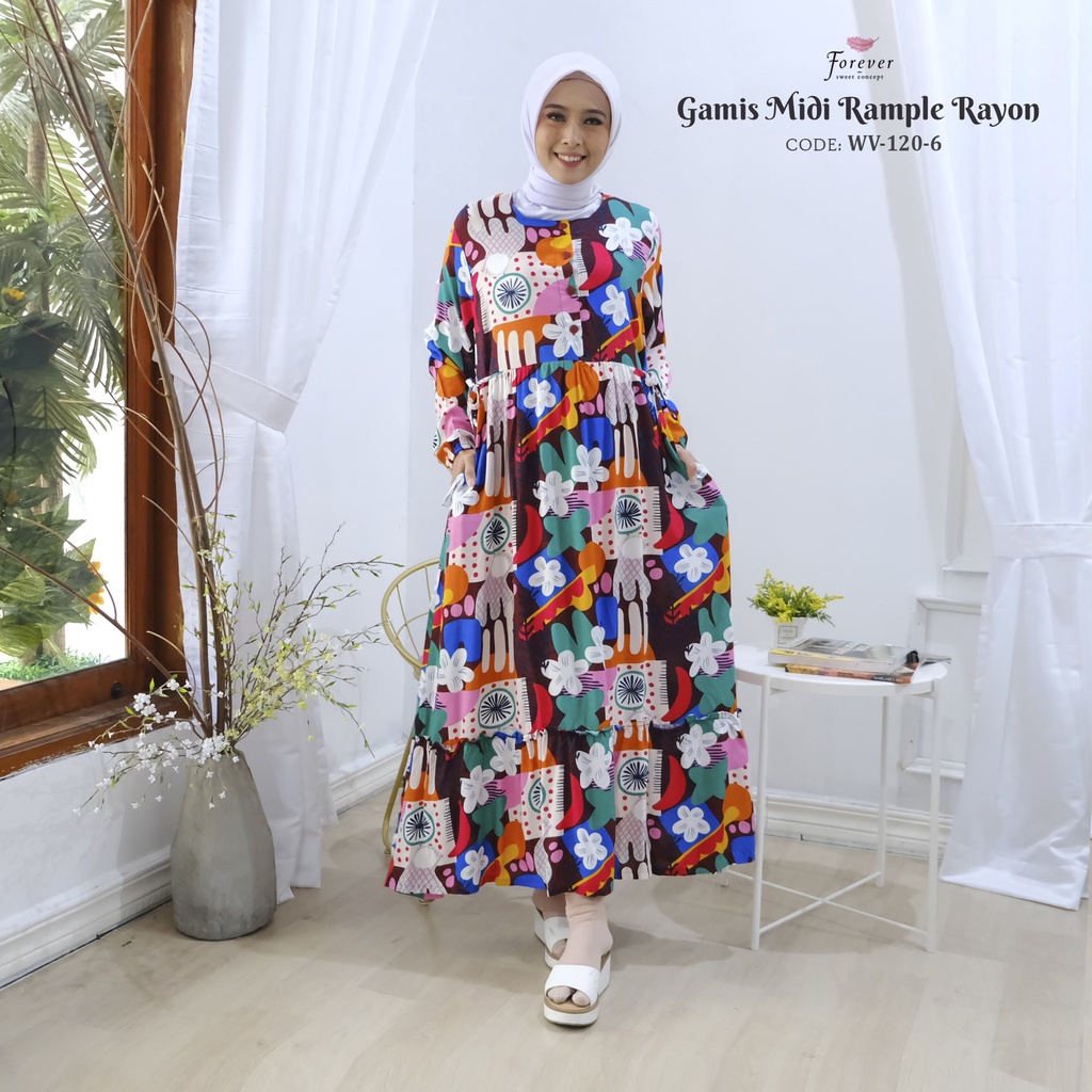 WV-120-6 Forever Sweet BLACK Label Rayon Gamis BUSUI DRESS PANJANG LONGDRESS Pakaian Rumah
