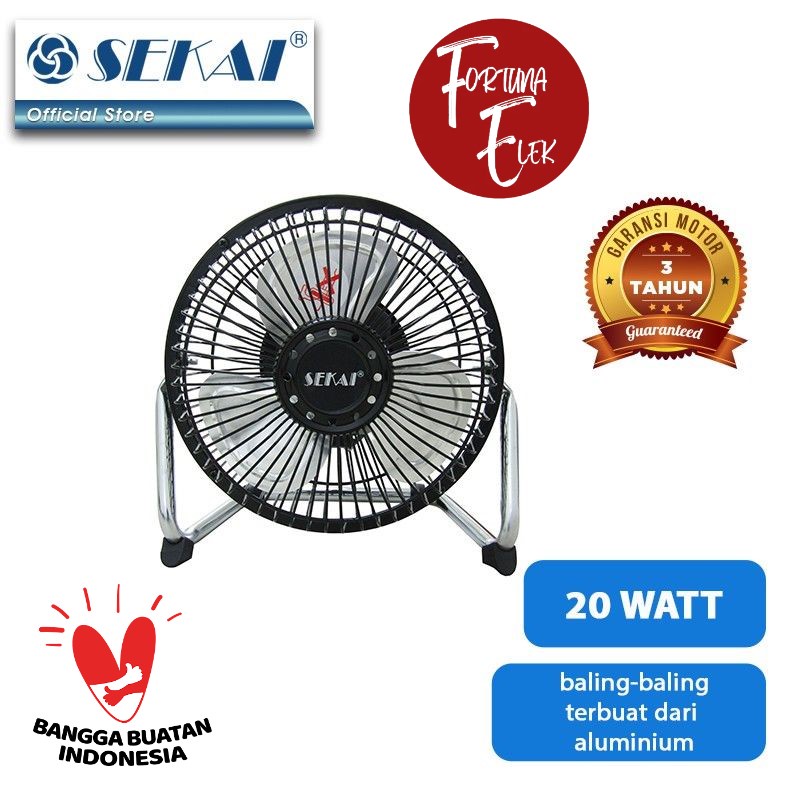 Sekai Desk Fan / Kipas Angin Meja HFN-650 6 Inch Baling-baling Aluminium Besi