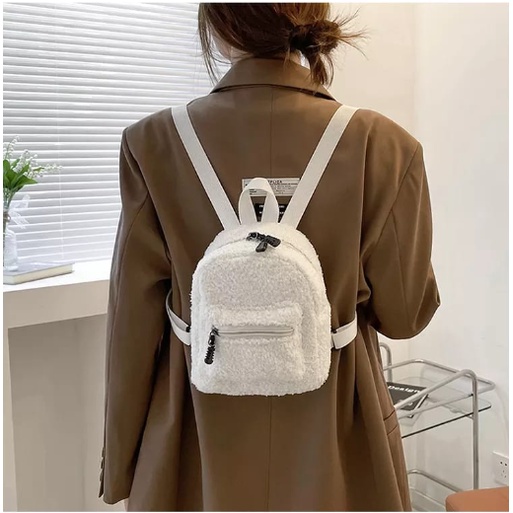 EMOEMO-Tas Ransel Mini Bulu Halus Wanita Remaja Tas Backpack Perempuan Anak Fashion Korea Trend