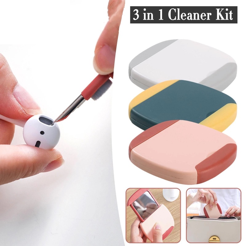 3 in 1 Brush Pembersih Multifungsi Dengan Cermin Untuk Handphone / Laptop