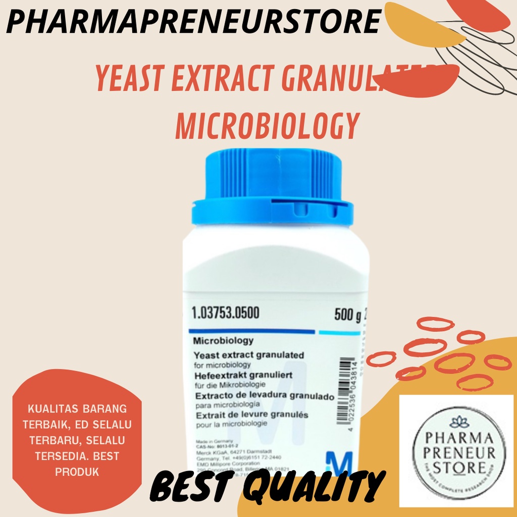 YEAST EKSTRACT GRANULATED MICROBIOLOGY / MEDIA YEAST EXTRACT MIKROBIOLOGI 5 GRAM KEMASAN MERCK BEST QUALITY