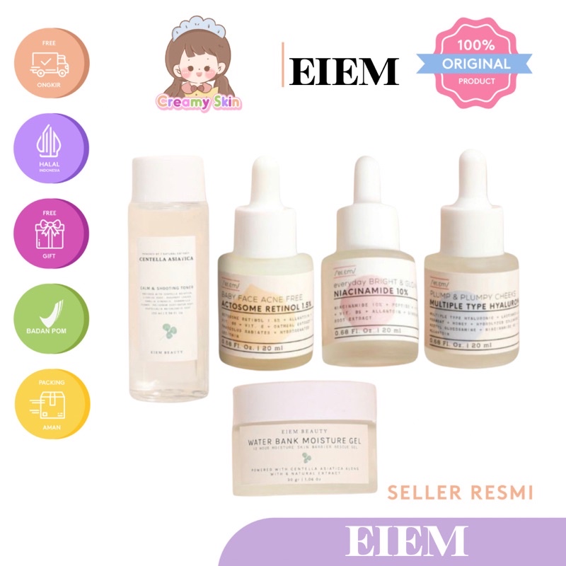 ✨BPOM✅Eiem Beauty Baby Face Acne Free Serum, actosome retinol 1.5% | Serum Hyaluronic & Niacinamide 