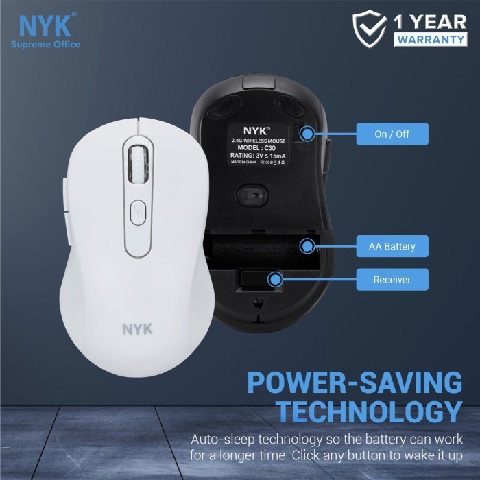 NYK Mouse Wireless C30 Silent Click Matte Design Style