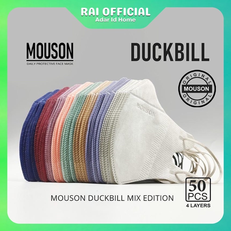 Mouson Duckbill Face Mask 4 Layers Mix Edition Isi 50 Pcs