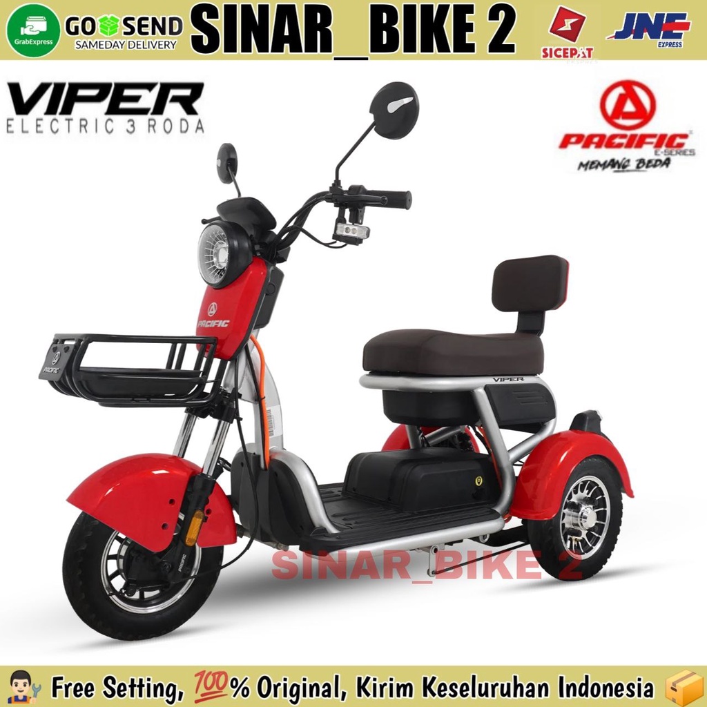 Sepeda Listrik PACIFIC VIPER Electric Tiga Roda E Bike 500 Watt