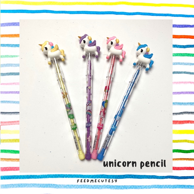 

unicorn pencil | Feedmecutesy | atk alat tulis lucu anak import