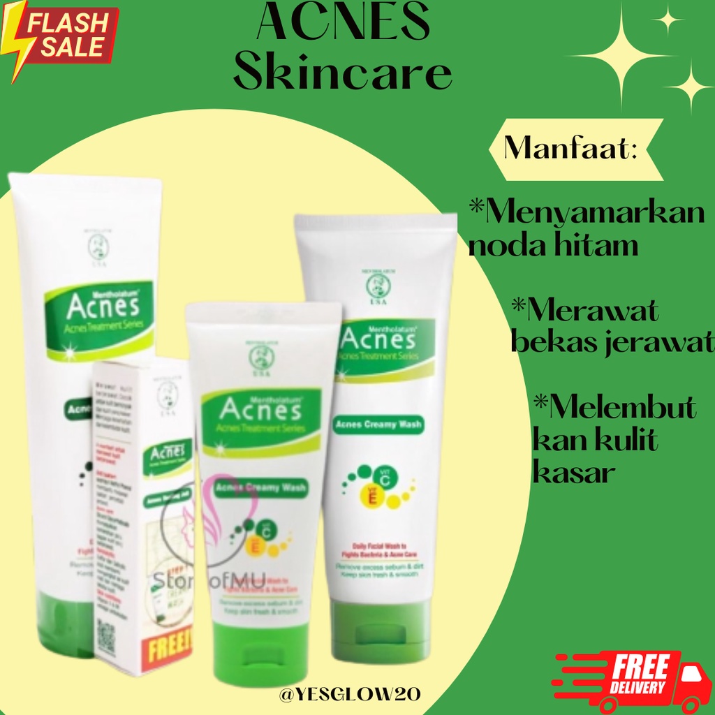 Jual ACNES Creamy Wash-facial Mash-cuci Muka 50g / 100g / Free Bundling ...