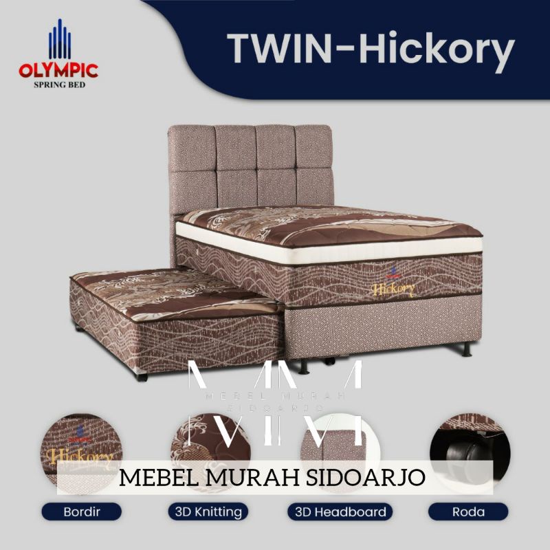 Set Spring bed Olympic twin Hickory Plustop sorong anak 2in1 2 in 1 120 x 200 cm no 3 kasur kecil 1 