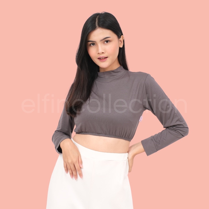 MANSET INDIA CROP KAOS RAYON PREMIUM LENGAN PANJANG TURTLENECK | MANSET SETENGAH BADAN