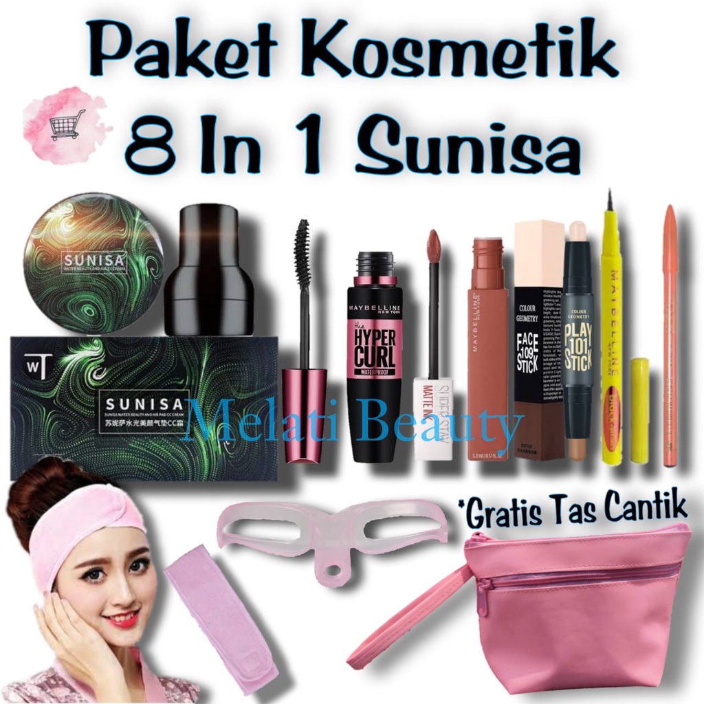 Paket Kosmetik 8 In 1 Sunisa / Paket Kosmetik Lengkap / Bedak Sunisa / Conture Face 109Stick