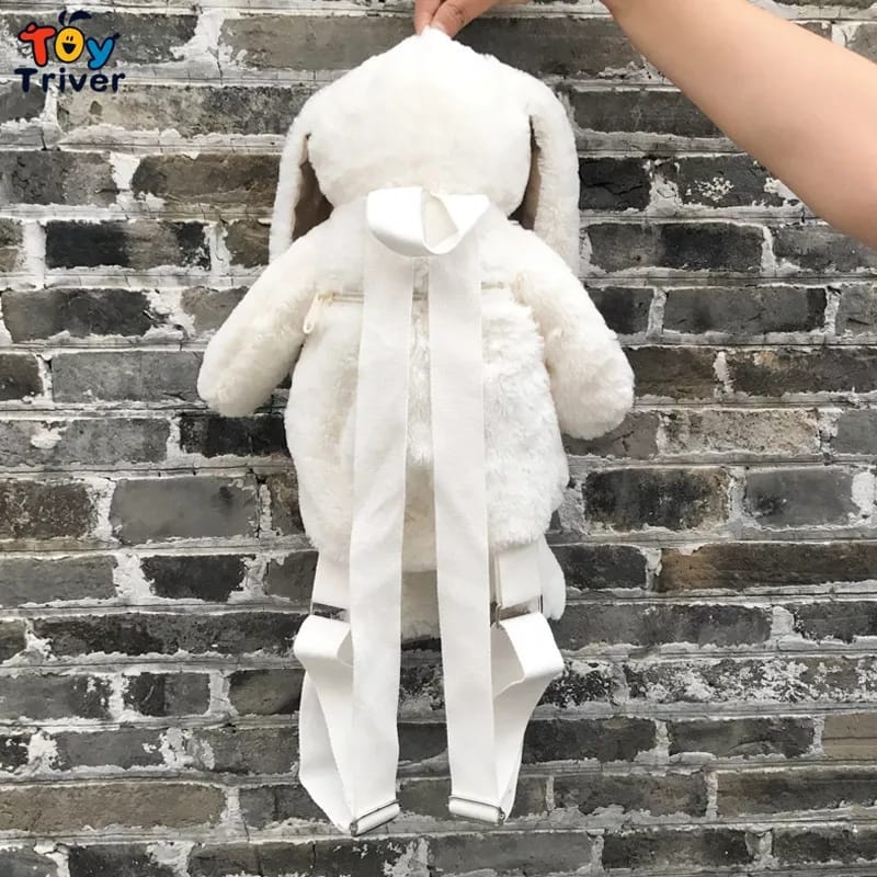 Tas ransel anak boneka rabbit bulu bahan boneka backpack gemoy lucu anak kelinci tiga warna/Tas Kelinci Bulu Trendy 2022