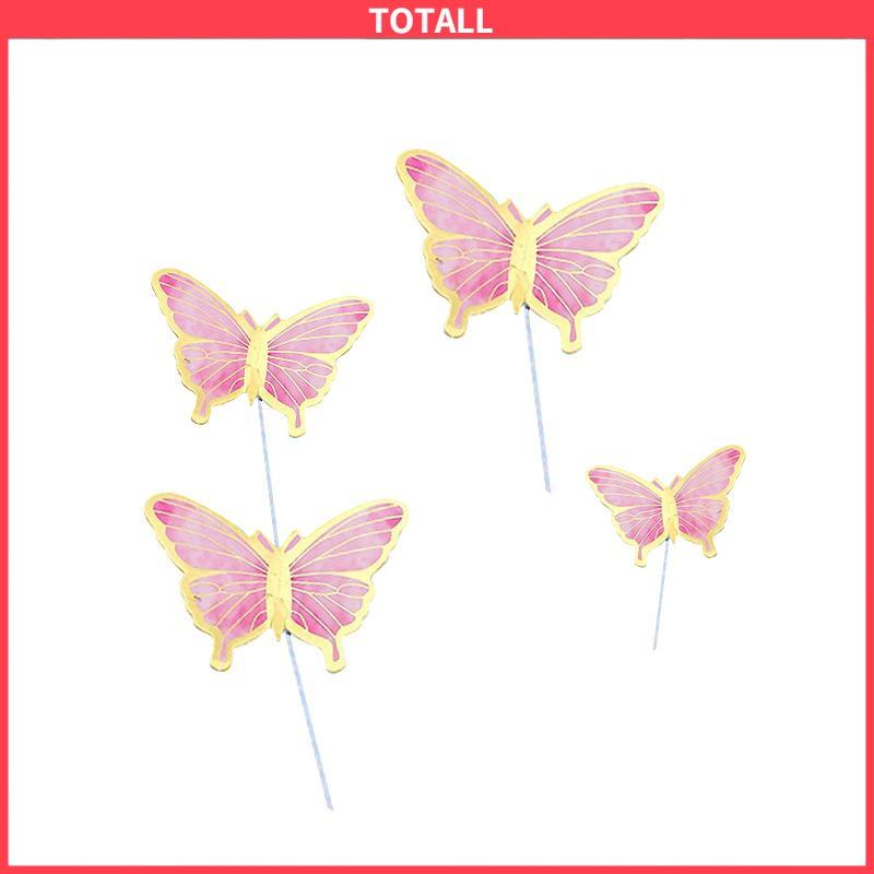 COD 10PCS kupu-kupu sisipan kue ulang tahun Stamping Emas Dekorasi Kue-Totall