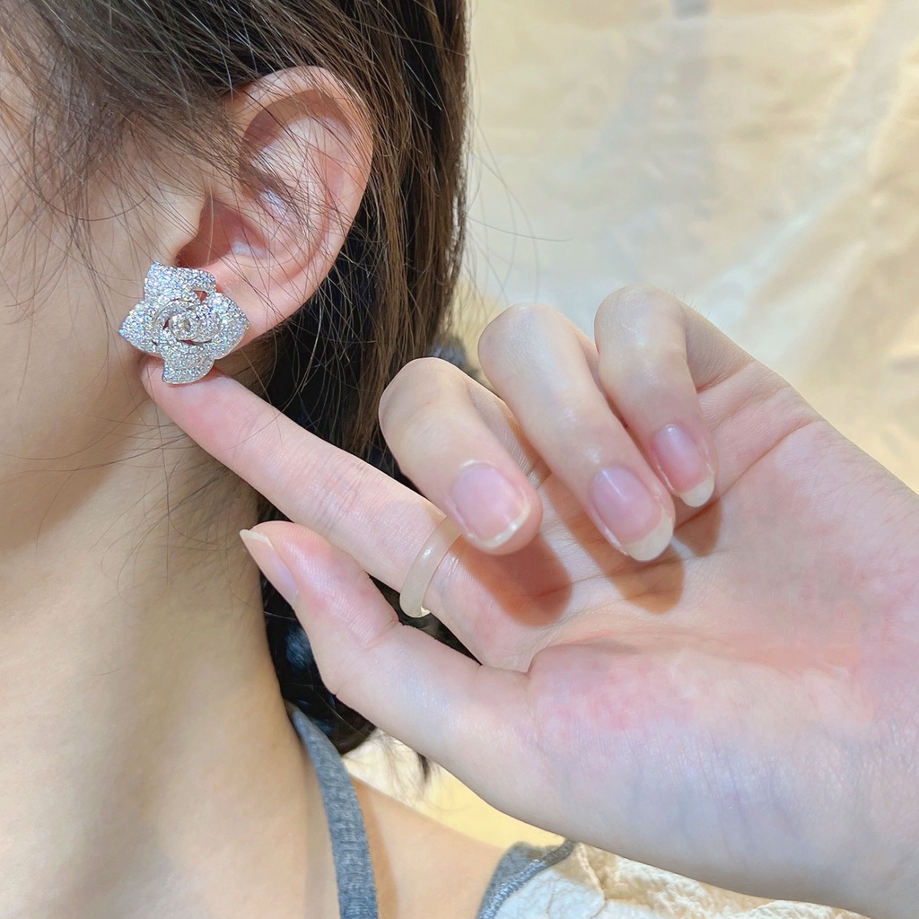 Goldkingdom Fashion Perhiasan Emas Asli Kadar 375 Bangkok Aksesoris Ready Stock Mawar Anting Liontin Kalung Camelia Hias Zirkon Berlian Mewah Wanita Gilt Sterling Silver