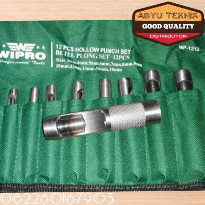 

Aman Hollow Punch Set /Alat Pembolong Plat Merek Wipro 12Pcs 3Mm -19Mm Terlaris