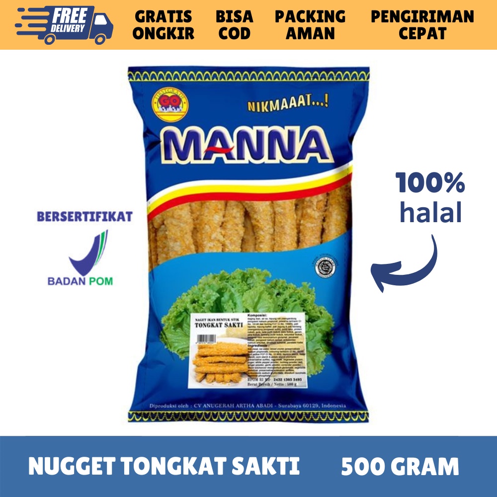 [FROZEN FOOD GOMANNA] NUGGET FISH STICK NAGET IKAN TONGKAT SAKTI ISI 20 (500GR) SOSIS NUGGET BPOM HALAL