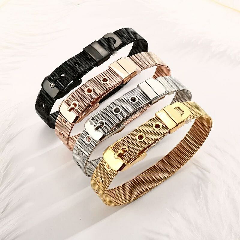 Gelang Strap Polos Titanium Warna Gold / Rose Gold Model Tali Jam