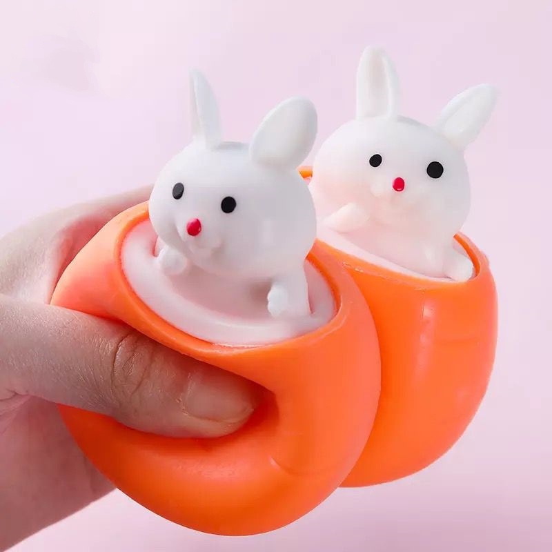 Mainan Squishy Anti Stress Kelinci Pop It Rabbit Carrot