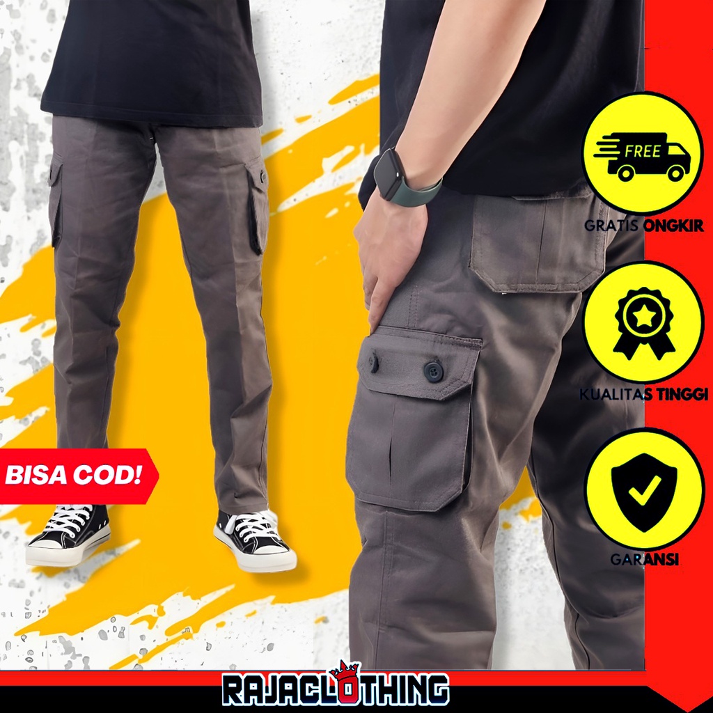 RCL - CELANA PANJANG ABU CARGO KARGO CHINO CINO PDL GUNUNG HITAM MOCCA ABU CAMO MURAH PRIA REGULER FIT BIGSIZE / Leone Cargo Pants / Celana Kargo Chino Pria GutenInc