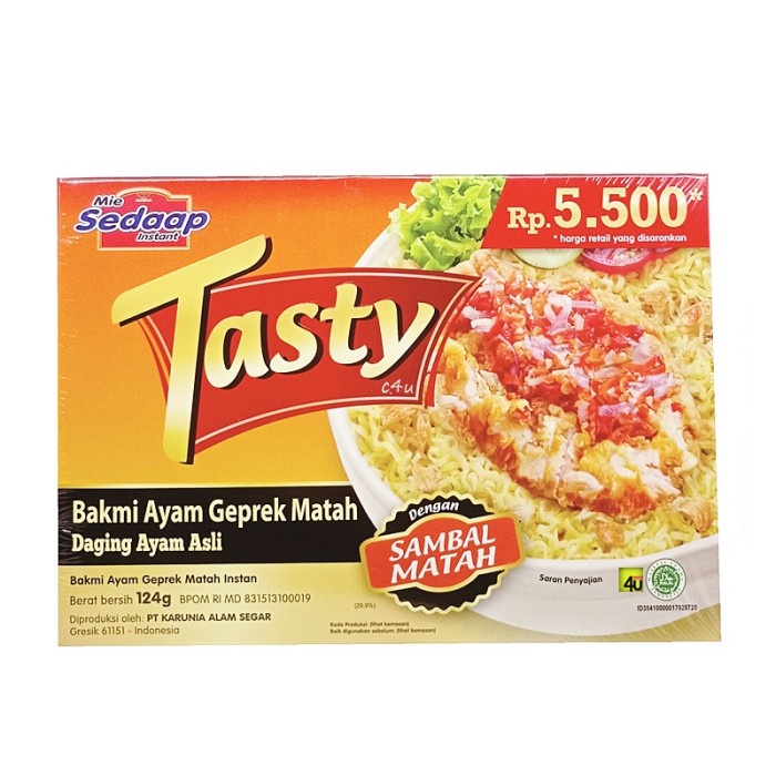 

NEW Mie Tasty - Bakmi Premium Dengan Daging Ayam Asli - 129 gr Mie Sedaap - AYAM GEPREK