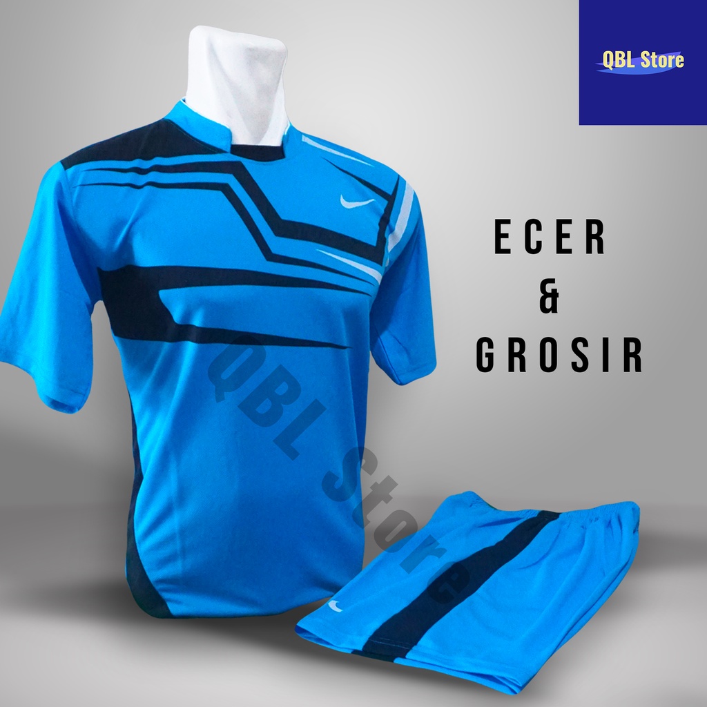 Baju Futsal Kaos Futsal Setelan Futsal jersey NKE Line Biru Turqouise Hitam