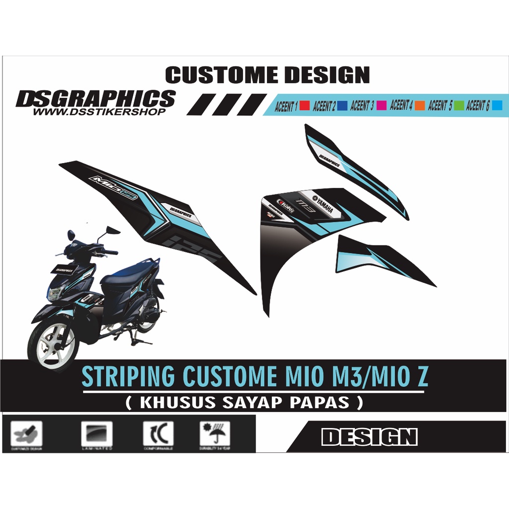 STRIPING MIO M3/MIO Z CONCEPT RACING  HITAM LIS BIRU MUDA