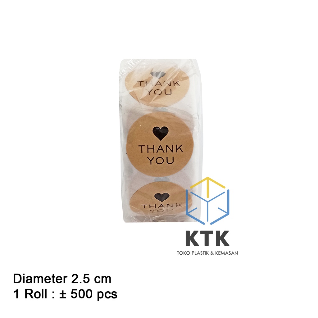 

Stiker Thank You Kraft Love Hati Label Segel Sticker Bulat B-10ST