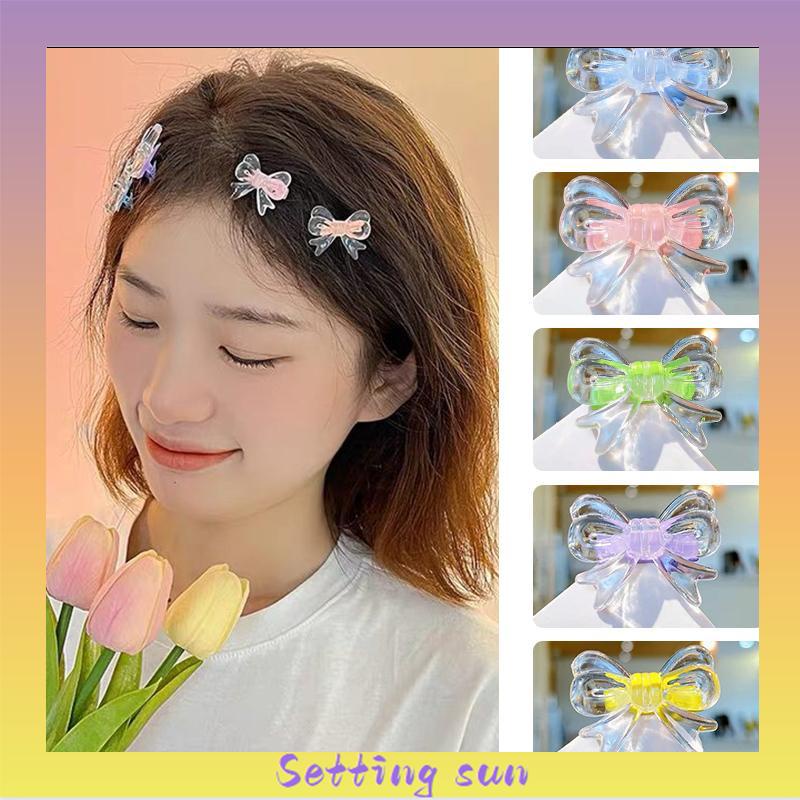 Jepit Rambut Busur Transparan Kristal  Klip Mini Warna Permen  Lucu Klip Poni Samping Anak TN