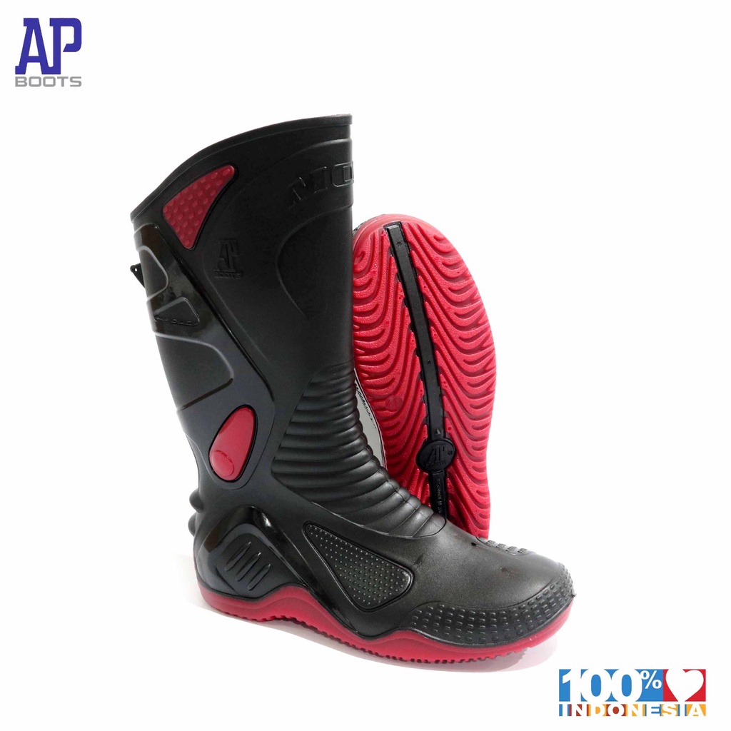 AP MOTO 2  BLACK/RED 39-45 - SEPATU BOOT SEPATU BIKERS -  AP BOOTS