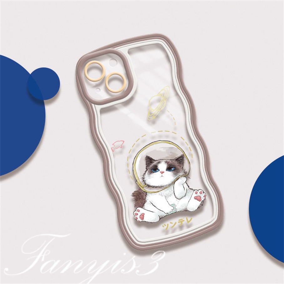 Redmi 12C A1 10C 10A 10 9 9A 9C 9T Note 11 Pro+ 11s 11 10s 10 9s 9 8 Pro Poco X4Pro X3 Pro X3NFC M4 Mi 11 Lite 10TPro Cute Emo Cat Flowers Wave Frame Phone Case TPU Soft Cover