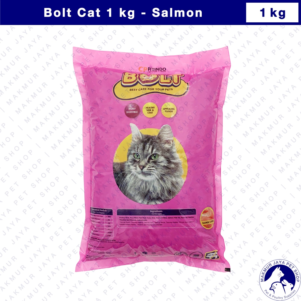 Bolt Salmon 1kg Repack Dry Cat Food / Makanan Kucing 1 kg