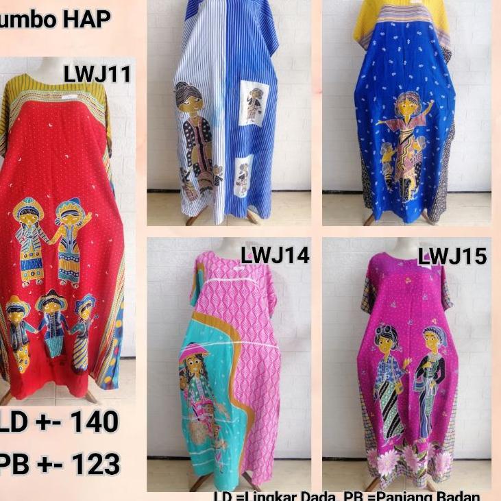 JWA.18Oc22ν ▫ Daster Kelelawar Jumbo HAP Rijek Sablon Lowo LD 140 Adem (Harap Dibaca Sebelum Membeli