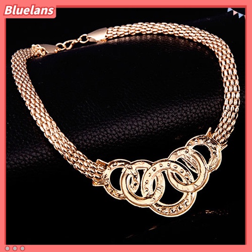 Bluelans Women Bridal Crystal Choker Necklace Earring Bracelet Chandelier Ring Jewelry Set