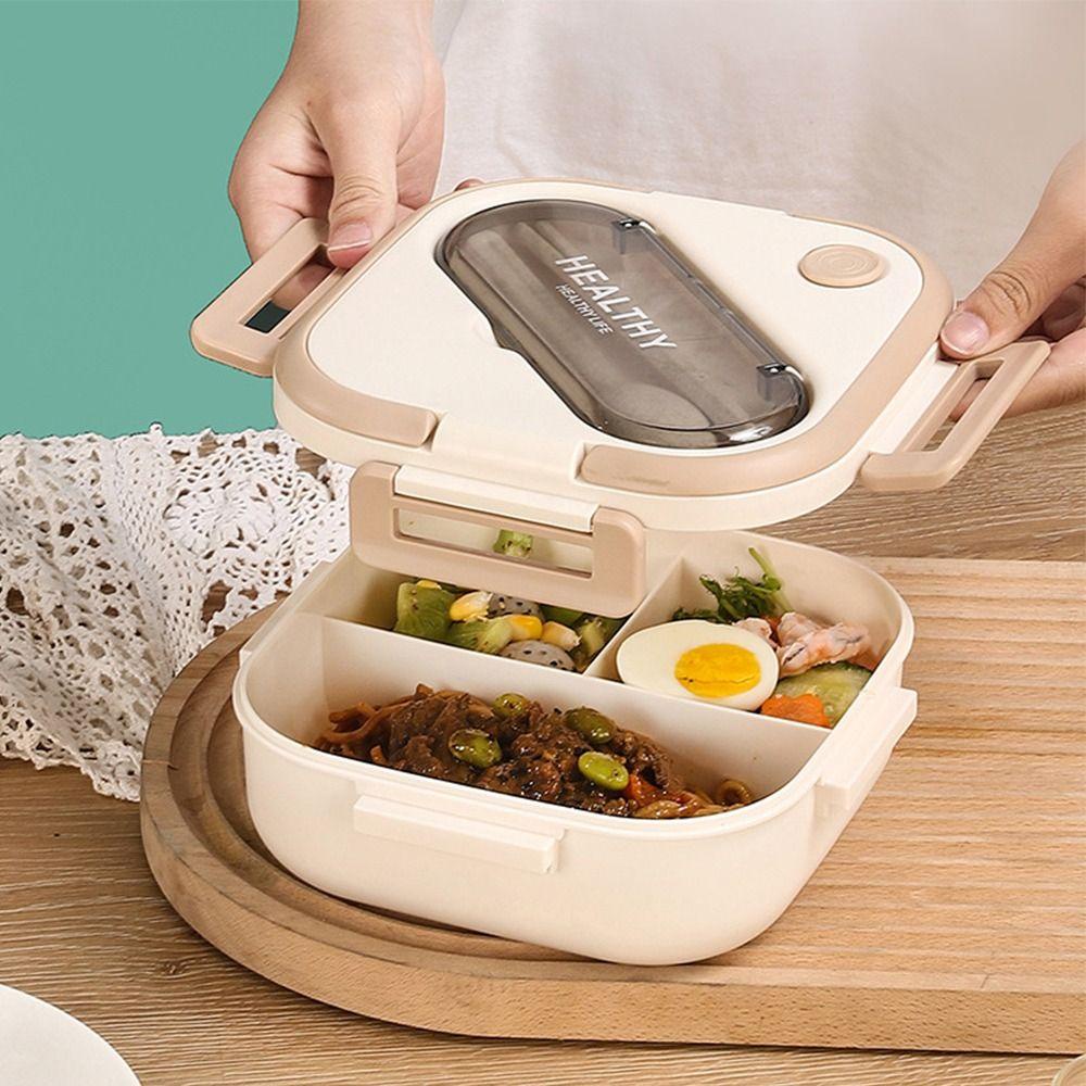 R-FLOWER Lunch Box Microwavable Untuk Pelajar Pekerja Kantor Dengan Sendok Wadah Makanan