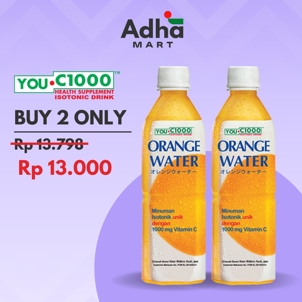 

ADHA MART YOU C1000 Orange Water Isotonik Drink Vitamin C Jeruk dan lemon 500 ml 2pcs