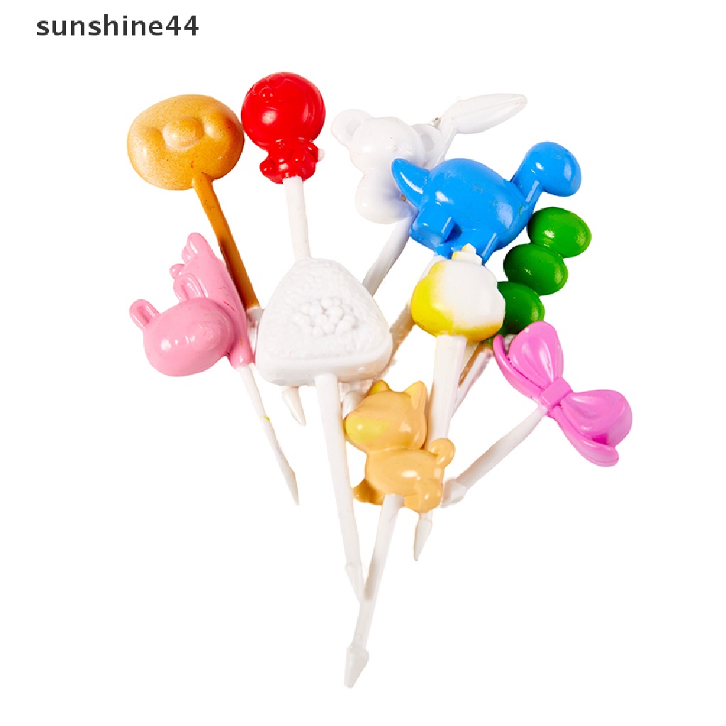 Sunshine 10pcs / Set Garpu Buah / Kue / Dessert Bentuk Kartun Hewan Untuk Perlengkapan Makan / Dapur