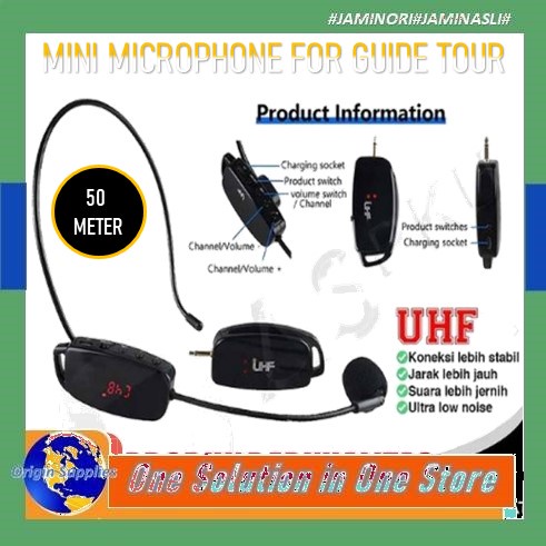 Mikrofon Mic Clip On Wireless 2.4G Presentasi Tur Imam Masjid Musholla