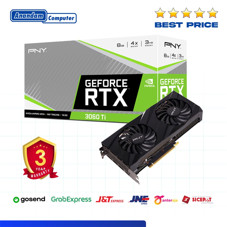 PNY Geforce RTX 3060 ti 8GB DDR6 VERTO Dual Fan VGA Card