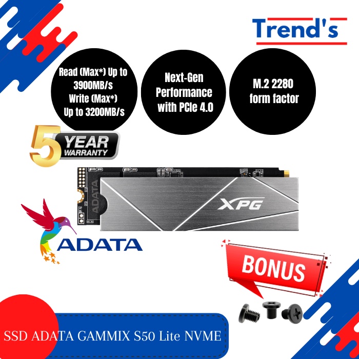 Adata XPG GAMMIX S50 Lite PCIe Gen4x4 M.2 2280 Solid State Drive