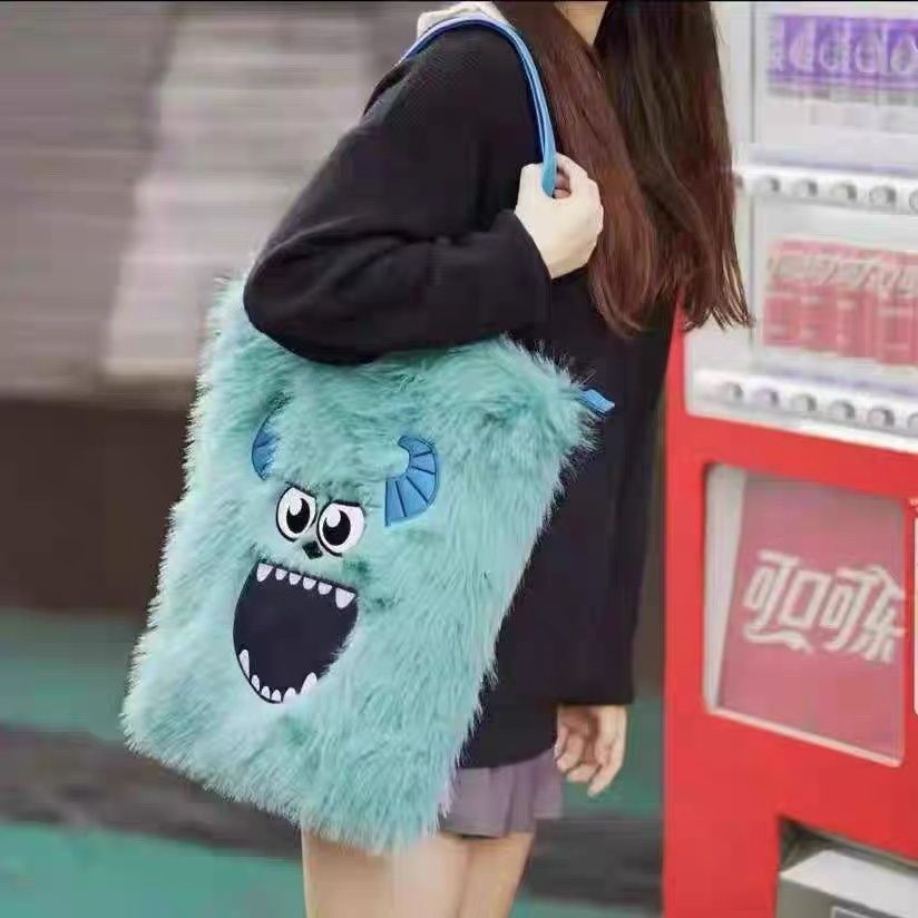 ✇✱Sera Monster University Seri Kartun Satu Bahu Diagonal Tas Pria dan Wanita Tas Portabel Kapasitas Besar Mahasiswa Lucu Lucu Tas Mewah