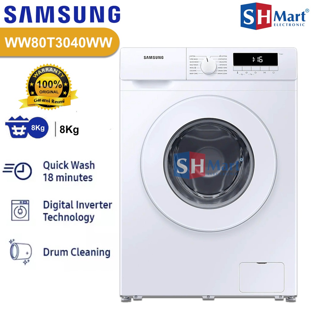 MESIN CUCI FRONT LOADING SAMSUNG 8 KG WW80T3040WW / WW80T GARANSI RESMI (MEDAN)