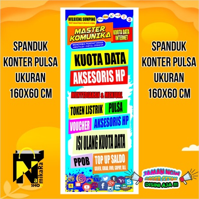 Spanduk banner backdrop Konter pulsa & Kuota murah bisa custom / Banner Konter pulsa dan Kuota keren