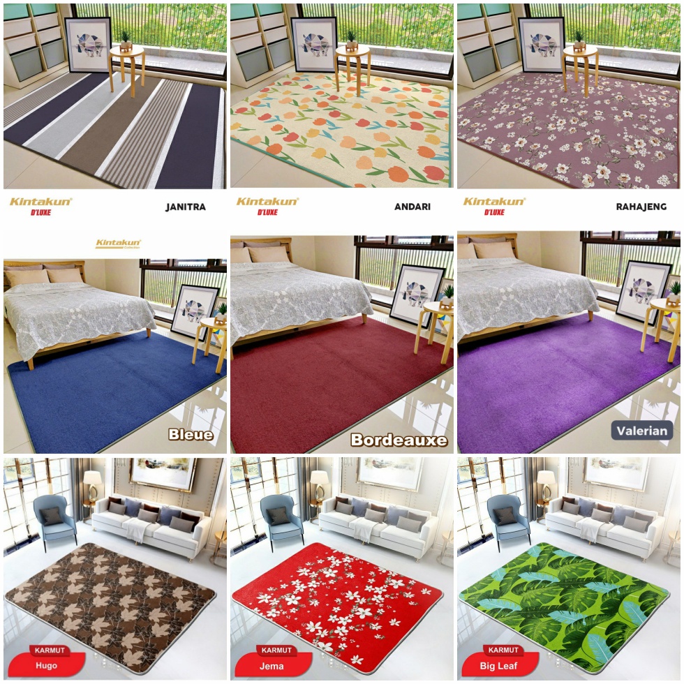 Karpet Bulu Polos &amp; Motif Merk Kintakun &amp; Lady Rose Ukuran 100x150cm, 150x200cm Flannel Polyester - Bulu Sanitized