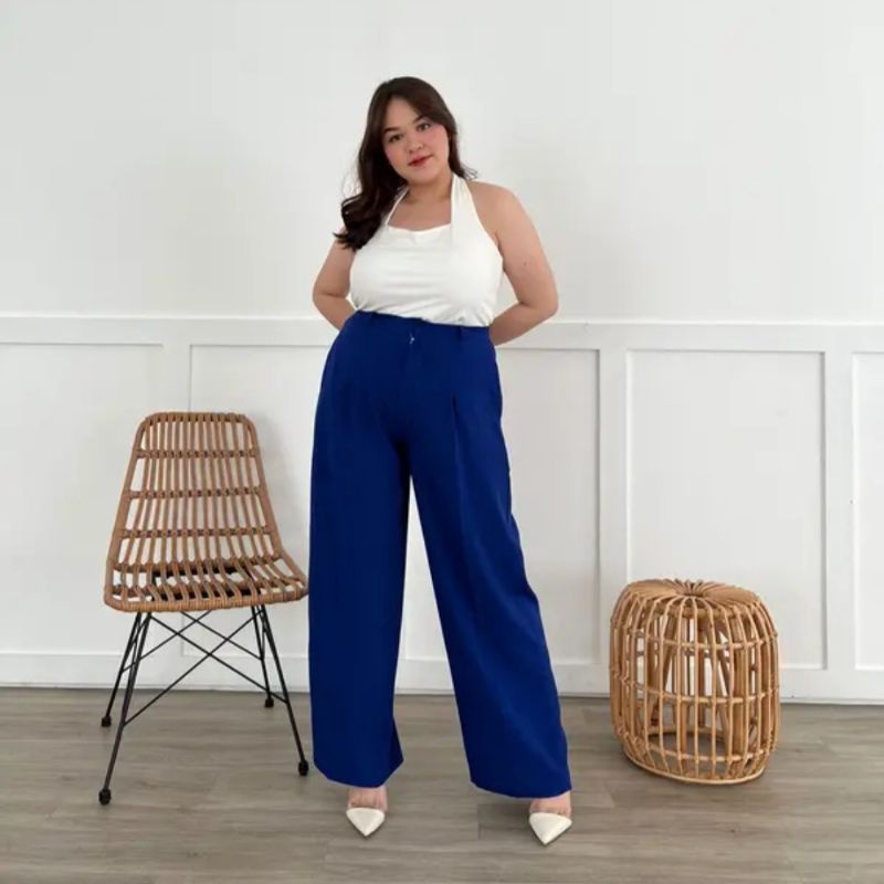 Loose Pants Trousers (JUMBO BIGSIZE) Wanita Anti Kusut - Celana Kulot Highwaist Wanita Bahan Jatuh Celana Kantor Formal / Casual