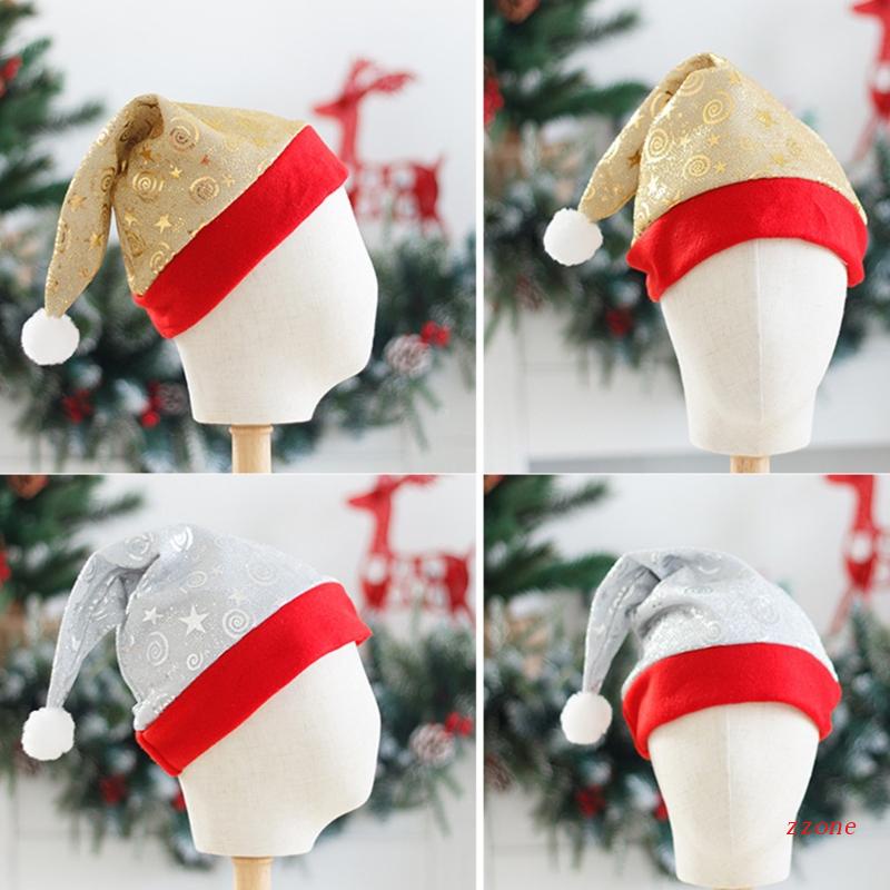 Topi Santa Claus Aksen pompom Untuk Festival Natal